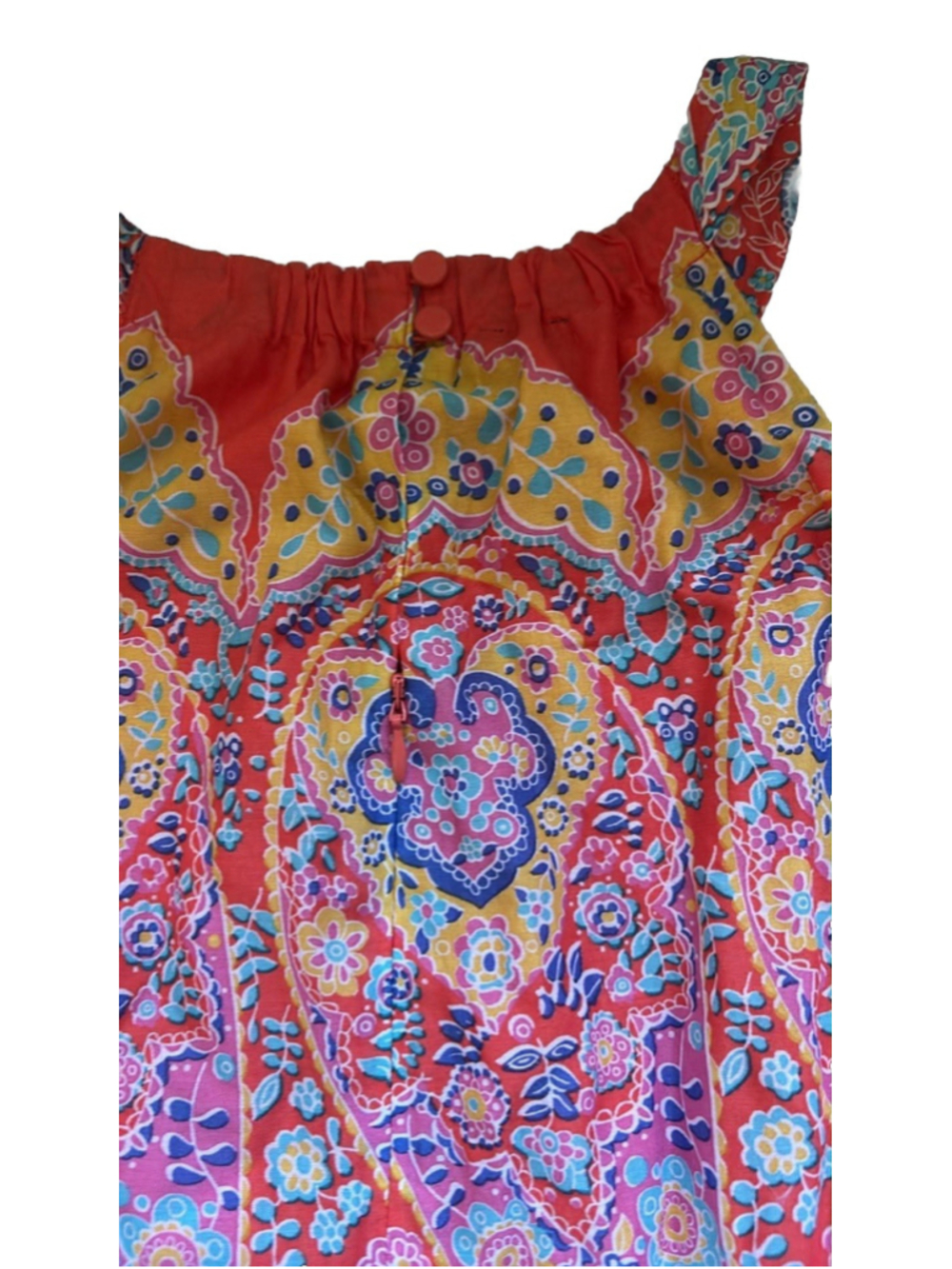Talbots Dress 10 Tiered Flowy Maxi Medallion Peasant Boho Beach Resort Travel - Picture 10 of 12